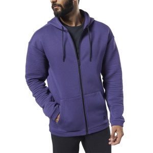 Reebok Workout Ready Full-Zip Fleece Kapuzenpullover Herren - Lila - DE 852-MOB